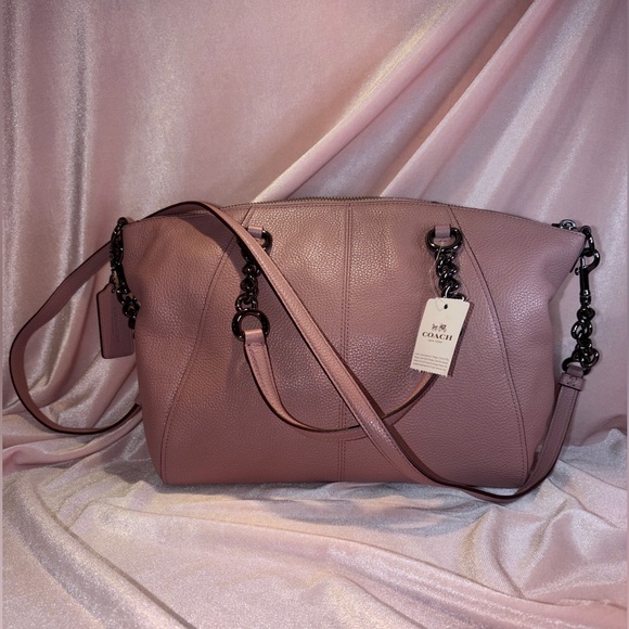 BNWT Authentic Coach PPL Chain Leather Prairie Satchel – Dusty Pink (59501) - Picture 4 of 7